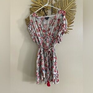 Angie Floral Midi Dress with Ruffle Sleeves